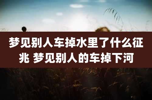 梦见别人车掉水里了什么征兆 梦见别人的车掉下河