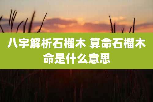 八字解析石榴木 算命石榴木命是什么意思