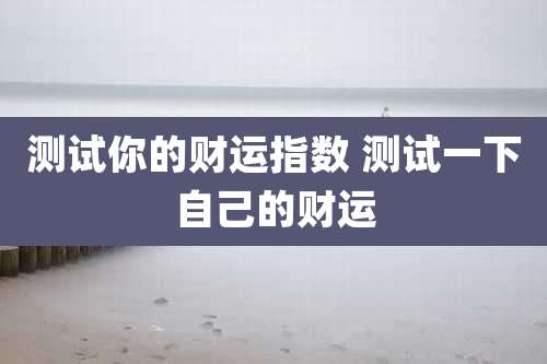 测试你的财运指数 测试一下自己的财运