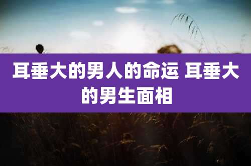 耳垂大的男人的命运 耳垂大的男生面相