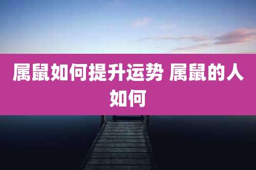 属鼠如何提升运势 属鼠的人如何