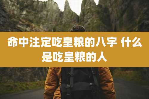 命中注定吃皇粮的八字 什么是吃皇粮的人