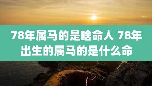 78年属马的是啥命人 78年出生的属马的是什么命