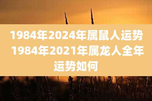 1984年2024年属鼠人运势 1984年2021年属龙人全年运势如何