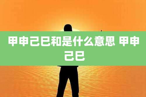 甲申己巳和是什么意思 甲申 己巳