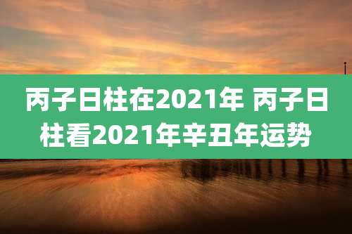 丙子日柱在2021年 丙子日柱看2021年辛丑年运势