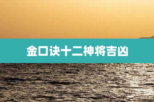 金口诀十二神将吉凶