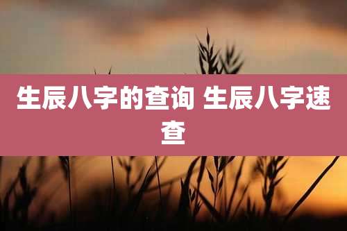 生辰八字的查询 生辰八字速查