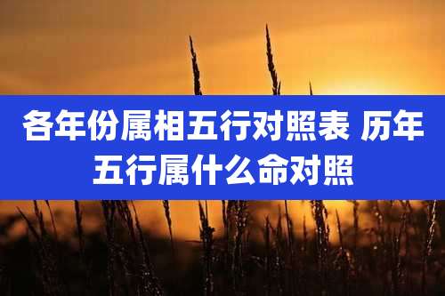 各年份属相五行对照表 历年五行属什么命对照