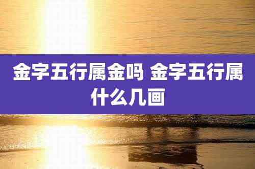 金字五行属金吗 金字五行属什么几画