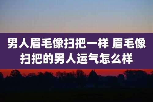 男人眉毛像扫把一样 眉毛像扫把的男人运气怎么样