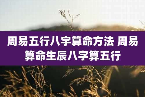 周易五行八字算命方法 周易算命生辰八字算五行