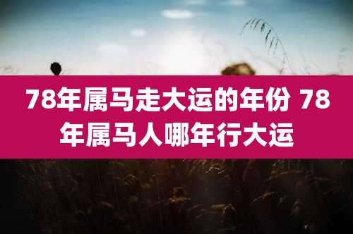 78年属马走大运的年份 78年属马人哪年行大运