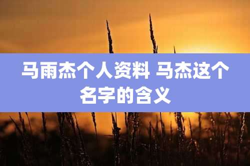 马雨杰个人资料 马杰这个名字的含义