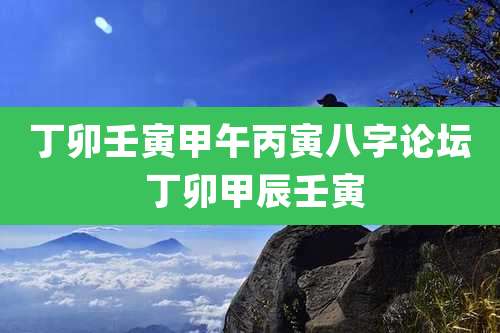 丁卯壬寅甲午丙寅八字论坛 丁卯甲辰壬寅