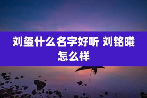 刘玺什么名字好听 刘铭曦怎么样