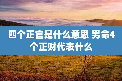 四个正官是什么意思 男命4个正财代表什么