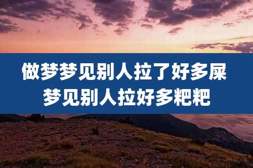 做梦梦见别人拉了好多屎 梦见别人拉好多粑粑