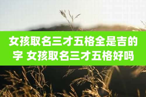 女孩取名三才五格全是吉的字 女孩取名三才五格好吗