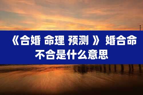 《合婚 命理 预测 》 婚合命不合是什么意思