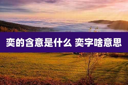 奕的含意是什么 奕字啥意思