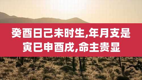 癸酉日己未时生,年月支是寅巳申酉戌,命主贵显