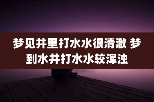 梦见井里打水水很清澈 梦到水井打水水较浑浊