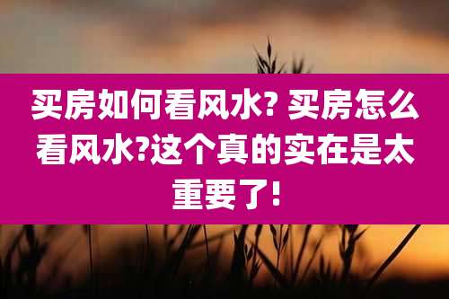 买房如何看风水? 买房怎么看风水?这个真的实在是太重要了!