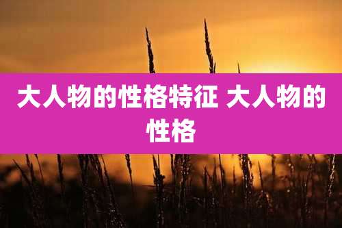 大人物的性格特征 大人物的性格
