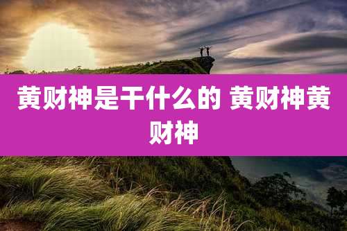 黄财神是干什么的 黄财神黄财神