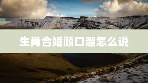 生肖合婚顺口溜怎么说