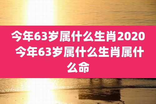 今年63岁属什么生肖2020 今年63岁属什么生肖属什么命
