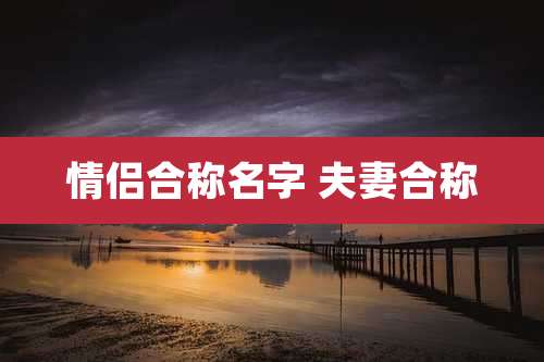 情侣合称名字 夫妻合称