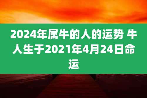 2024年属牛的人的运势 牛人生于2021年4月24日命运