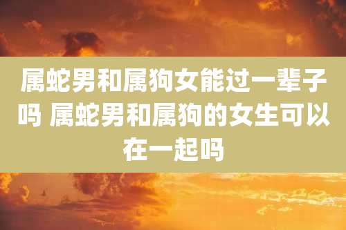 属蛇男和属狗女能过一辈子吗 属蛇男和属狗的女生可以在一起吗