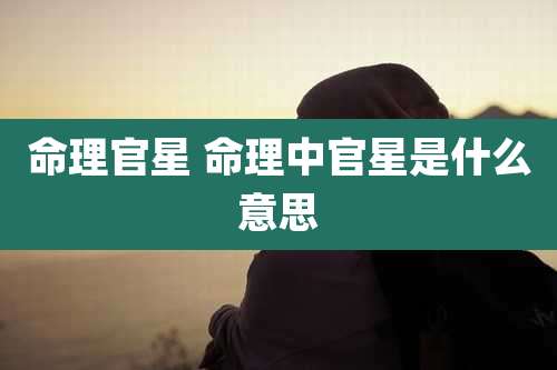 命理官星 命理中官星是什么意思