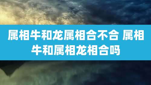 属相牛和龙属相合不合 属相牛和属相龙相合吗
