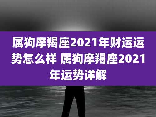 属狗摩羯座2021年财运运势怎么样 属狗摩羯座2021年运势详解