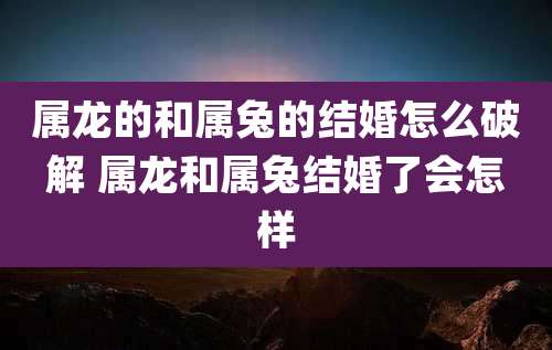属龙的和属兔的结婚怎么破解 属龙和属兔结婚了会怎样
