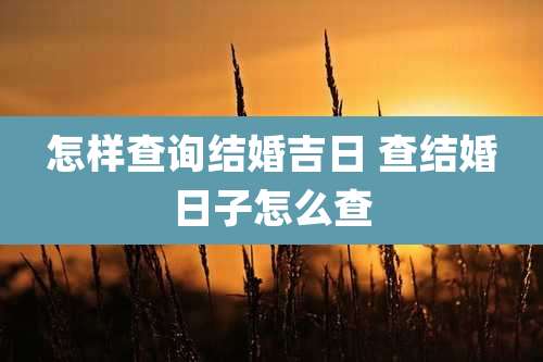 怎样查询结婚吉日 查结婚日子怎么查