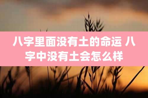 八字里面没有土的命运 八字中没有土会怎么样