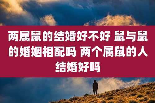 两属鼠的结婚好不好 鼠与鼠的婚姻相配吗 两个属鼠的人结婚好吗