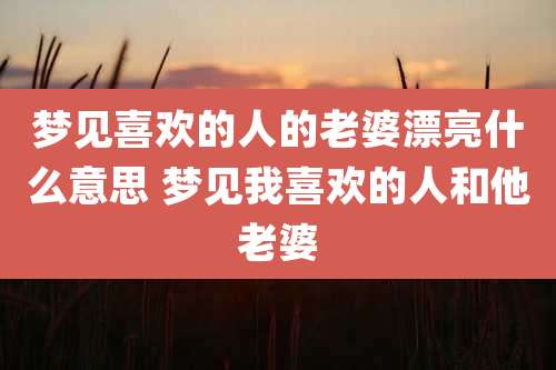 梦见喜欢的人的老婆漂亮什么意思 梦见我喜欢的人和他老婆