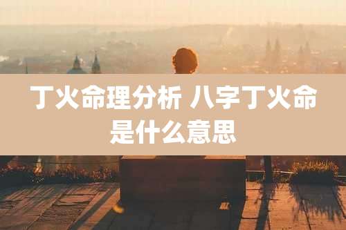 丁火命理分析 八字丁火命是什么意思