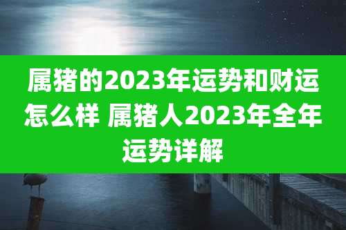 属猪的2023年运势和财运怎么样 属猪人2023年全年运势详解
