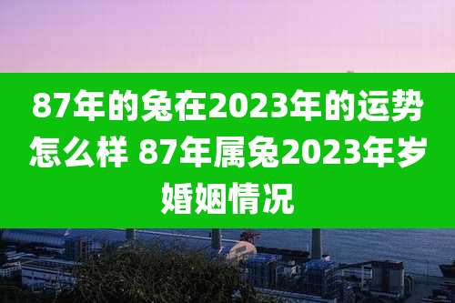 87年的兔在2023年的运势怎么样 87年属兔2023年岁婚姻情况