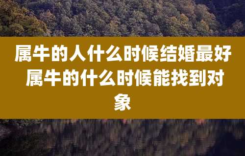 属牛的人什么时候结婚最好 属牛的什么时候能找到对象