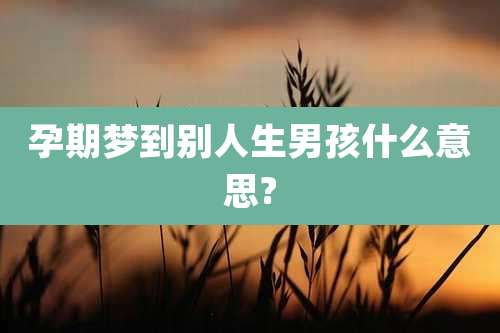孕期梦到别人生男孩什么意思?