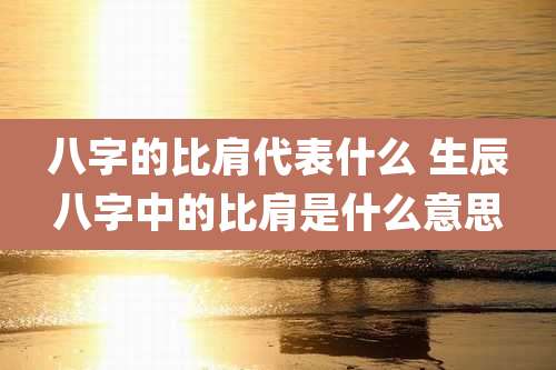 八字的比肩代表什么 生辰八字中的比肩是什么意思
