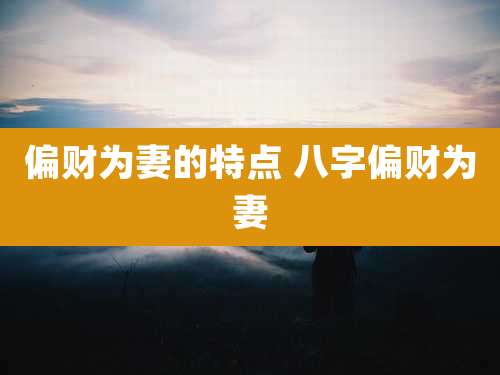 偏财为妻的特点 八字偏财为妻